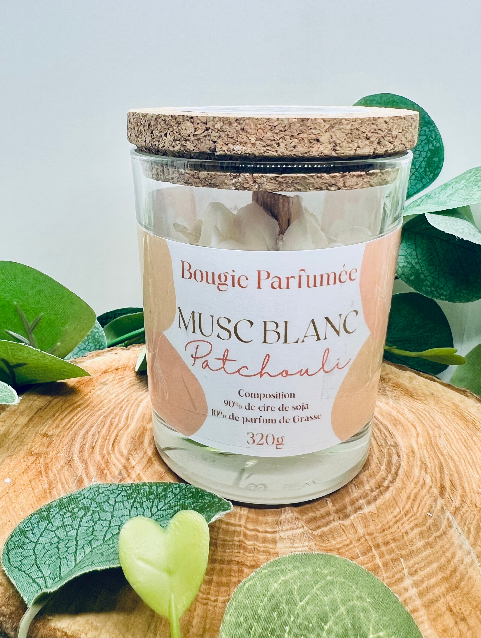Bougie Parfumée au Musc blanc & Ambre Patchouli - Onéotéa - Éveil des Sens