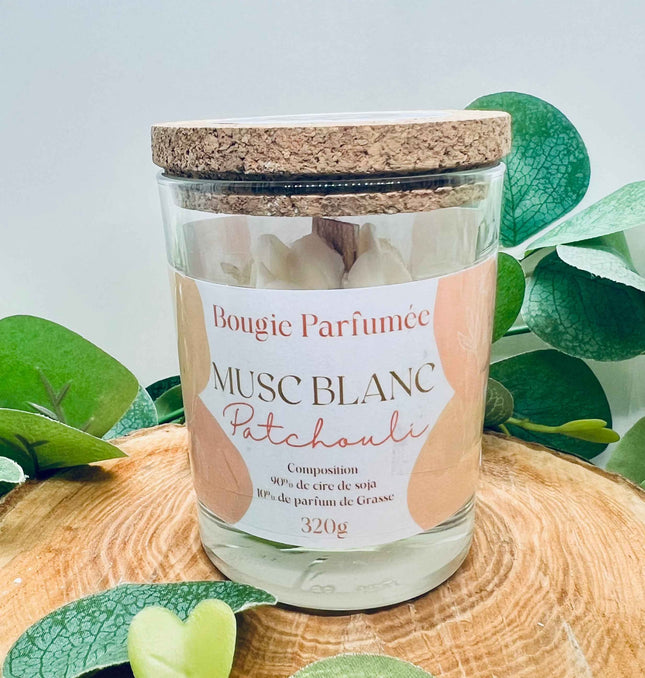 Bougie Parfumée à la douceur du Musc blanc et Ambre Patchouli