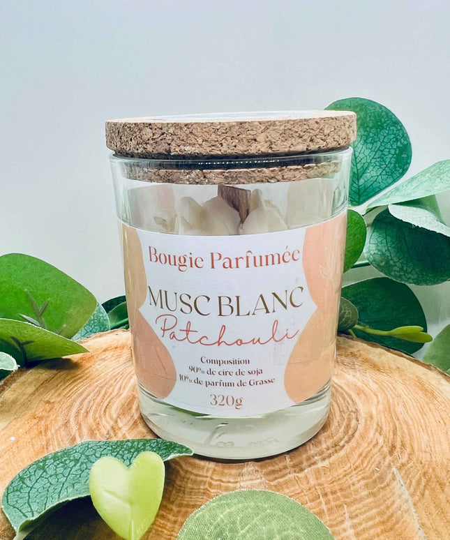 Bougie Parfumée à la douceur du Musc blanc et Ambre Patchouli