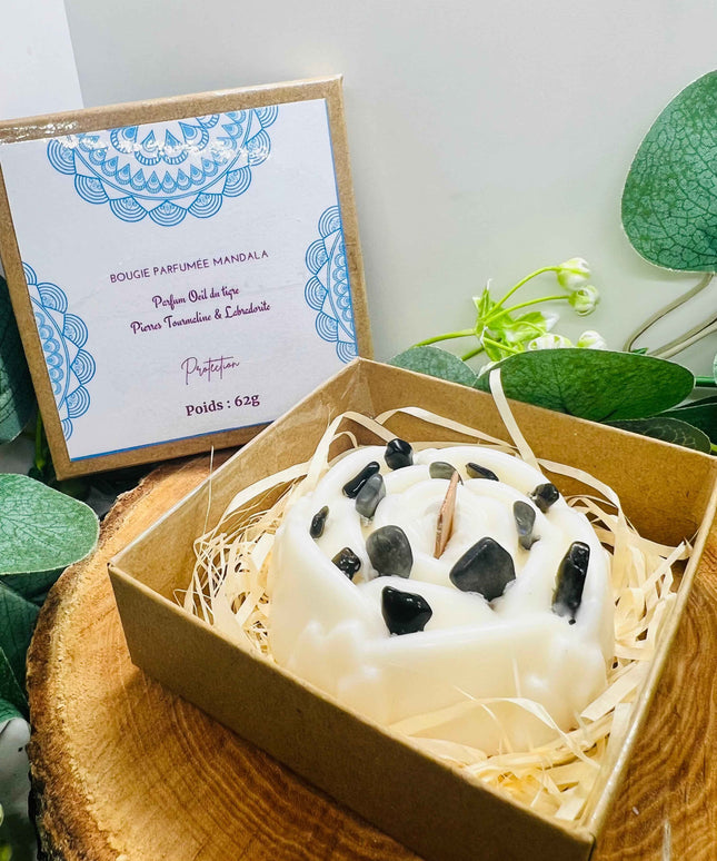 Bougie parfumée Mandala Tourmaline Noire & Labradorite