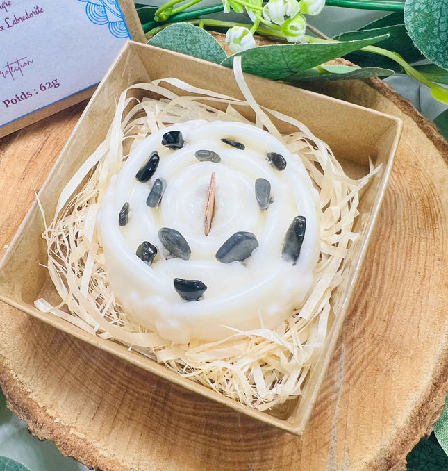 Bougie parfumée Mandala Tourmaline Noire & Labradorite