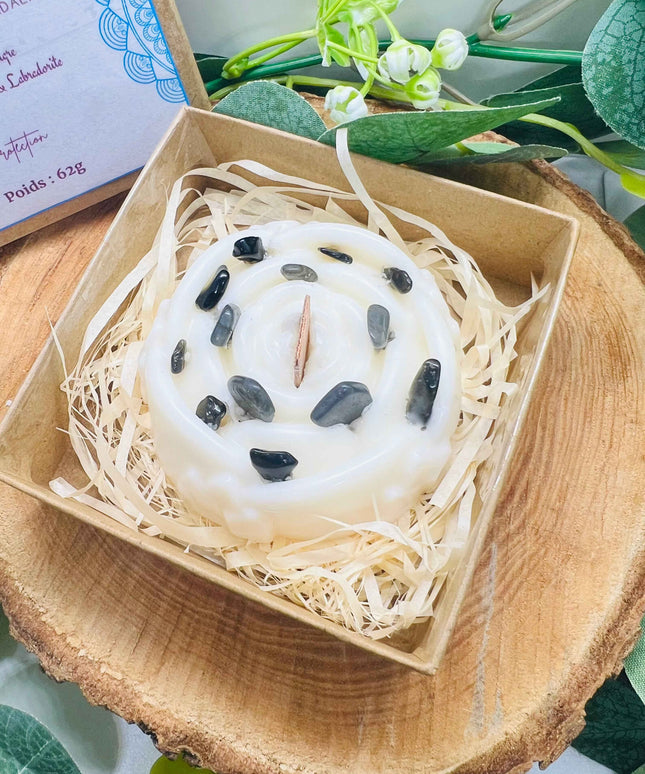 Bougie parfumée Mandala Tourmaline Noire & Labradorite