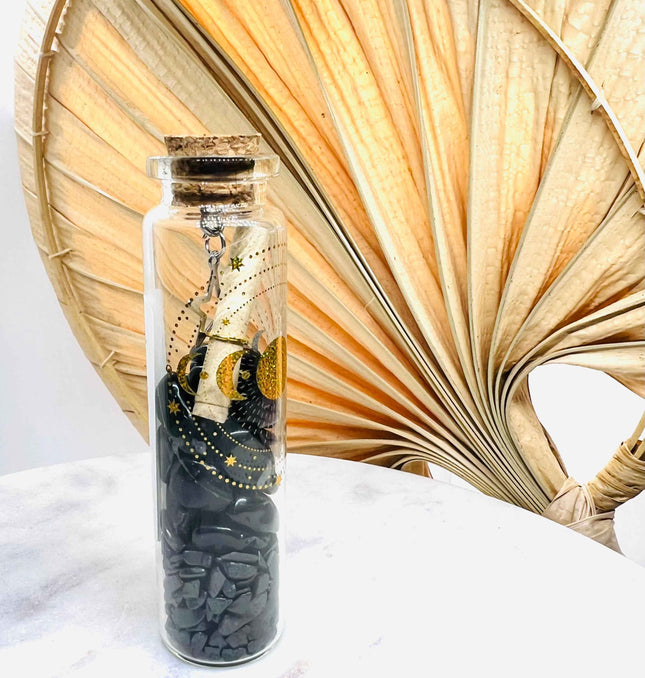 Fiole de Protection – Shungite, Obsidienne & Mantra Sacré