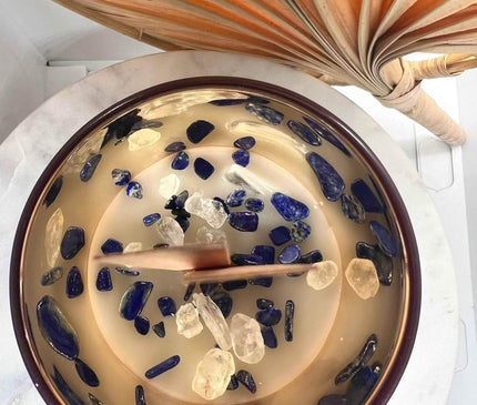 Bougie de divination artisanale avec pendule et pierre améthyste
