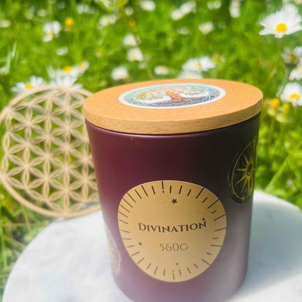Bougie divination avec pendule améthyste et pierres spirituelles