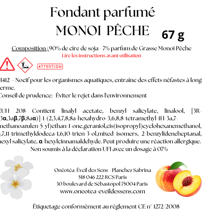 Monoï Pêche 🍑🥥☀️ Vendu par lot de 3 fondants parfumés