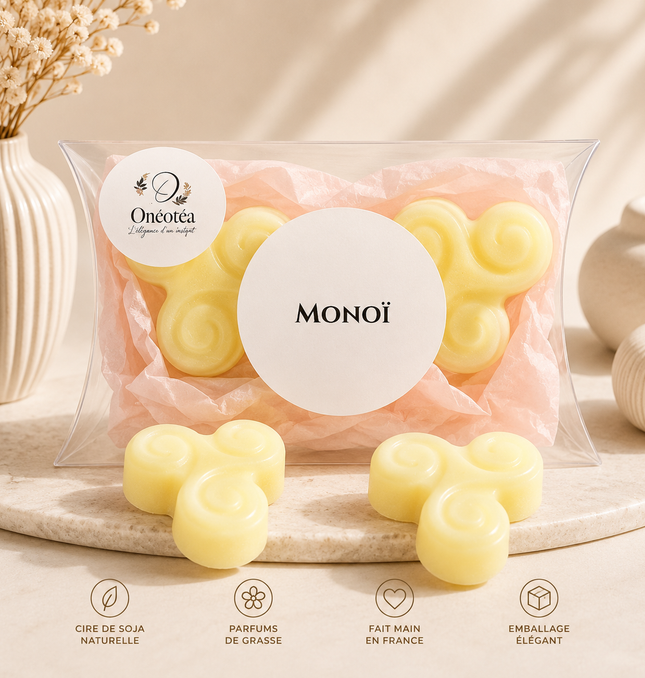Lot de 3 fondants parfumés Monoï aux senteurs solaires et florales pour une ambiance tropicale