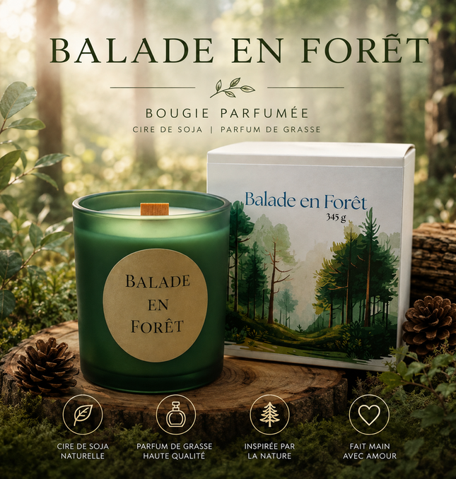 Bougie Balade en Forêt parfum Pin des Landes fraîcheur boisée