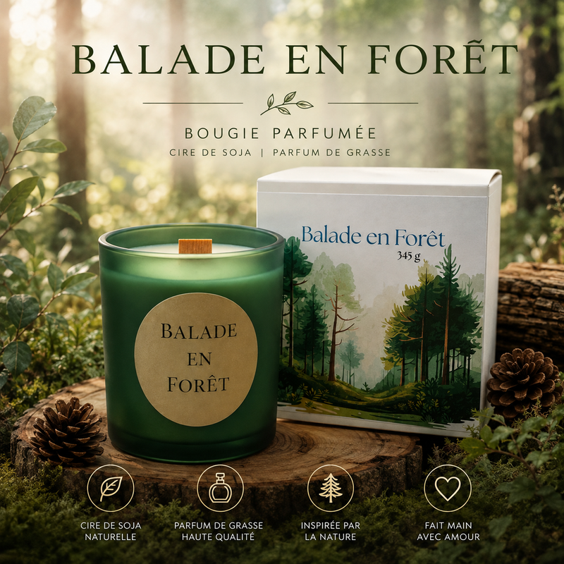 Bougie Balade en Forêt parfum Pin des Landes fraîcheur boisée