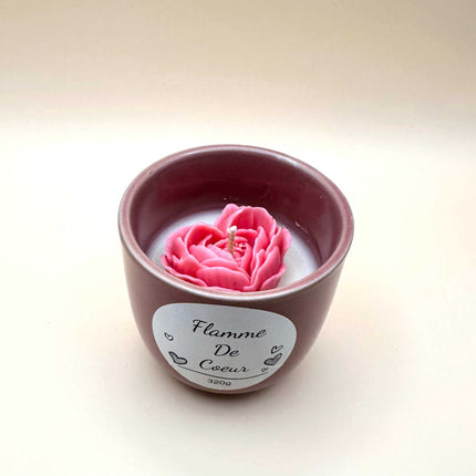 Bougie Flamme de Cœur avec cire de soja et parfum floral