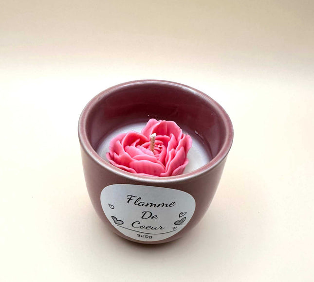 Bougie Flamme de Cœur avec cire de soja et parfum floral