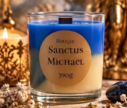 Bougie artisanale Saint Michel Archange musc blanc encens