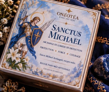 Bougie artisanale Bougie Saint Michel parfum musc blanc et encens