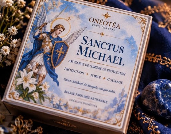 Bougie artisanale Bougie Saint Michel parfum musc blanc et encens