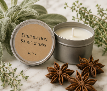 Bougie parfumée sauge anis pour purification et harmonie intérieure