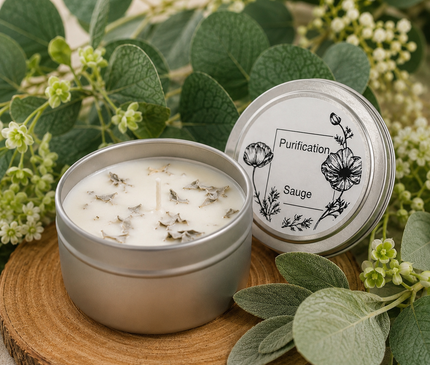 Bougie parfumée sauge blanche pour purification énergétique
