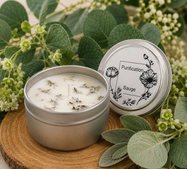 Bougie parfumée sauge blanche pour purification énergétique