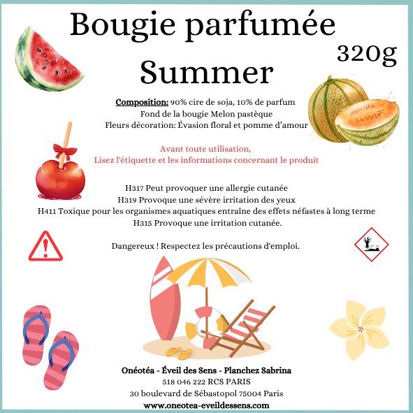 Bougie " Summer " Escale fruitée - Onéotéa - Éveil des Sens