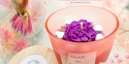 Bougie Souffle du Printemps parfumée fleur de lin, magnolia et hibiscus en verre réutilisable