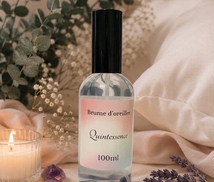 Brume d'oreiller Quintessence parfum fleur d'oranger et améthyste pour sommeil apaisant