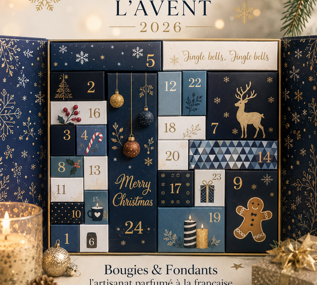Calendrier de l'Avent 2026 bougies artisanales et fondants parfumés