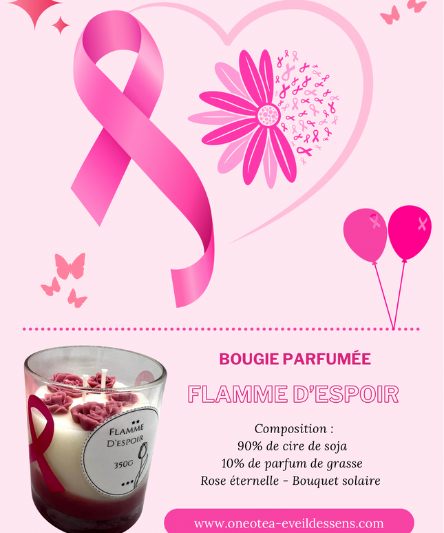 ✨ Bougie parfumée Flamme d'espoir - Édition Spéciale Cancer du Sein