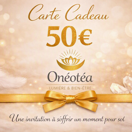 Carte cadeau Onéotéa offrant bien-être et lumière artisanale