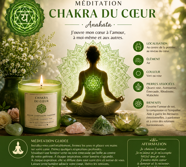 Fiole Chakra cœur en verre avec pierres vertes et bouchon en liège