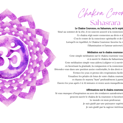 fiole chakra coronal sahasrara avec pierres violettes et mantra de connexion spirituelle
