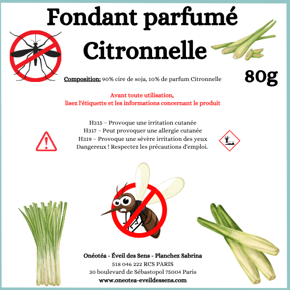 Fondant Citronnelle - Anti Moustique - Onéotéa - Éveil des Sens