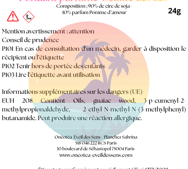 Fondant parfumé Beauté des îles cire soja parfum estival tropical