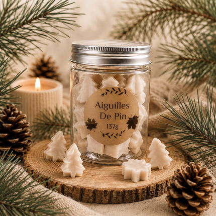 Fondants parfumés Aiguilles de Pin cire végétale artisanale ambiance naturelle