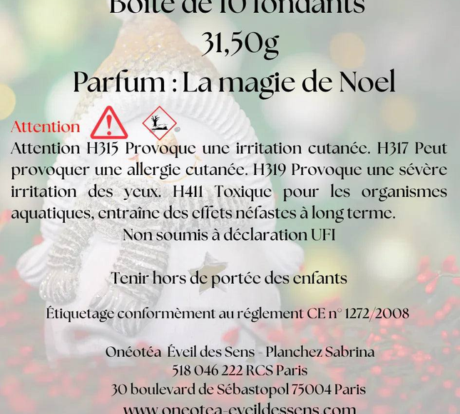 Fondants parfumés artisanaux La Magie de Noël avec senteurs festives et chaudes