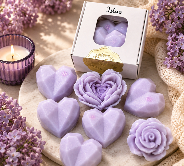 Lot de 2 fondants parfumés lilas à la cire de soja pour une ambiance florale et apaisante