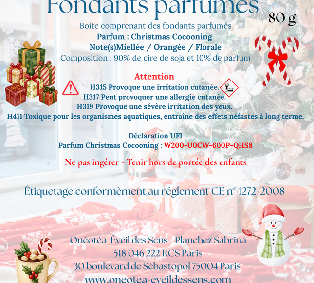Fondants parfumés Noël Christmas Cocooning avec senteurs épicées et boisées