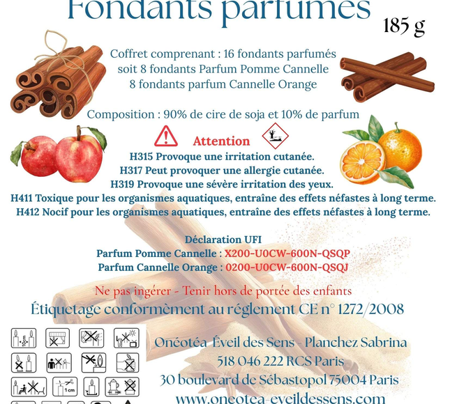Coffret de fondants parfumés pomme cannelle orange pour Noël