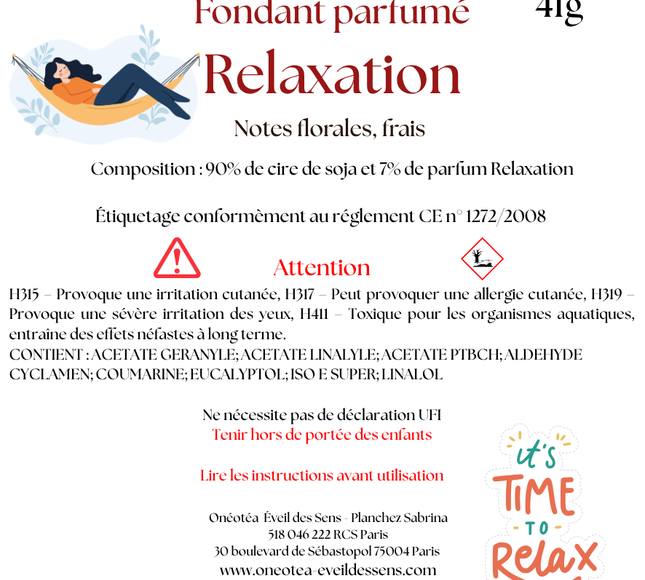 Lot de 2 fondants parfumés relaxation en cire végétale soja pour apaisement