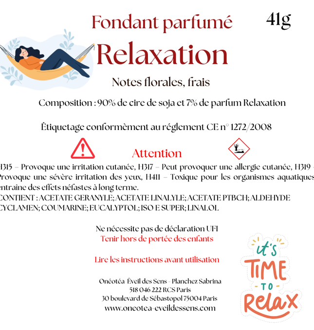 Lot de 2 fondants parfumés relaxation en cire végétale soja pour apaisement