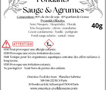 Lot de 2 fondants parfumés sauge agrumes pour purification et fraîcheur