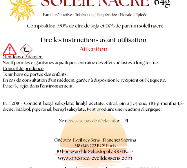 Lot de 3 fondants parfumés Soleil Nacré avec cire végétale de soja