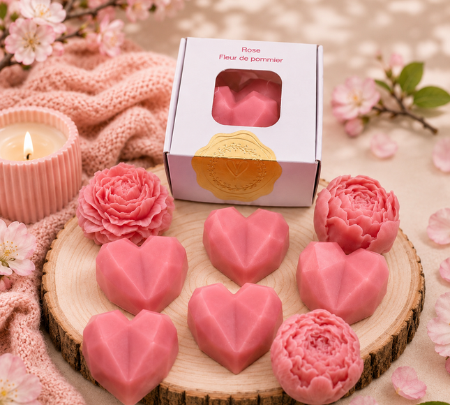 Lot de 2 fondants parfumés rose et fleur de pommier délicats