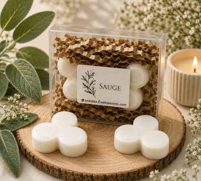 Lot de 2 fondants parfumés sauge pour purification énergétique et harmonie