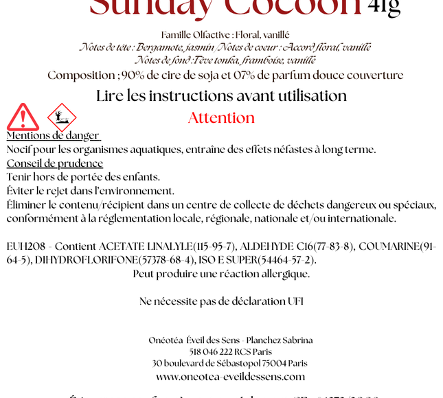 Lot de 2 fondants parfumés Sunday Cocoon floral vanillé ambiance cocooning