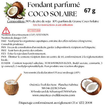Lot de 3 fondants parfumés Coco Solaire artisanaux à la noix de coco