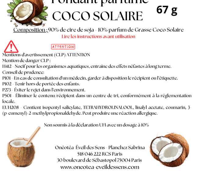 Lot de 3 fondants parfumés Coco Solaire artisanaux à la noix de coco