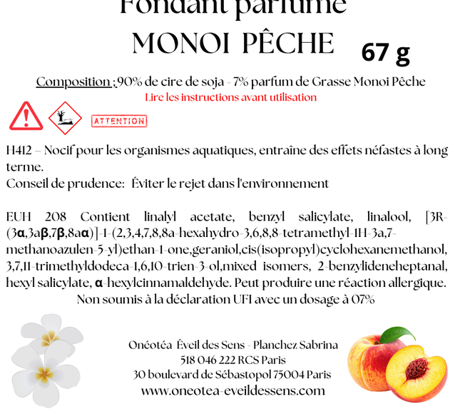 Lot de 3 fondants parfumés Monoï Pêche aux senteurs solaires et fruitées