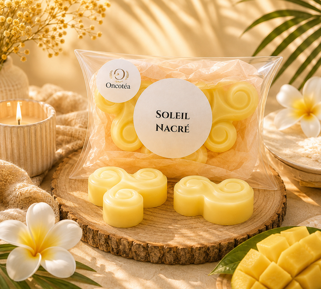 Lot de 3 fondants parfumés Soleil Nacré avec cire végétale et parfum solaire