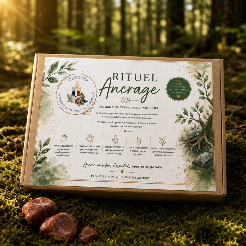 Coffret rituel ancrage avec jaspe rouge et bougie bien-être